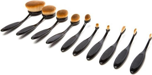 Ovale Make-up kwasten set - 10-delig - Ovaal - Kwasten - Make-up