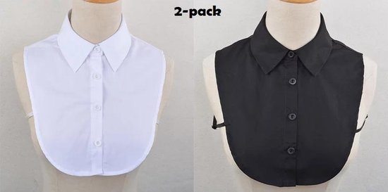 Blousekraag Dames Zwart & Wit Kraagje Voordeelpakket 2 Stuks