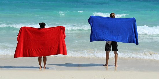 Microfibre beach towel - Handy carrying bag - Fine terry cloth - 180x90cm - Blue