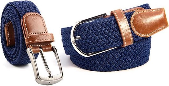 Elastische Geweven Riem Gevlochten Riem Rekbaar Blauw