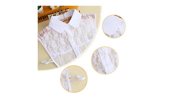 Blousekraag Dames Losse Kraag Kanten Kraagje - Wit