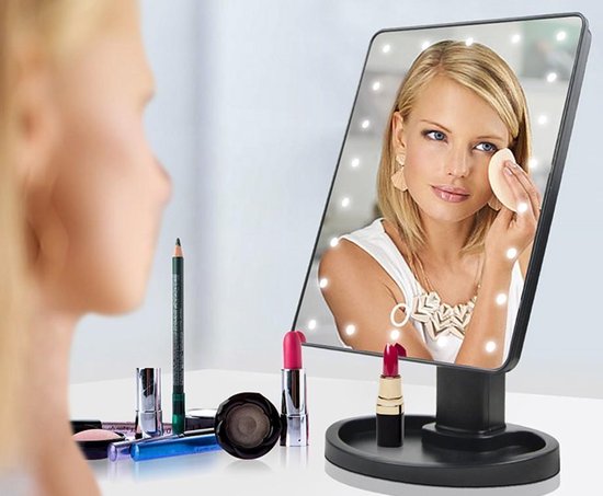 Spiegel met LED verlichting - Make-upspiegel - Zwart