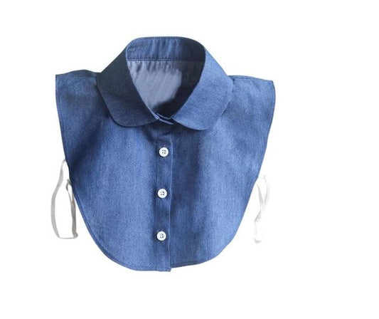 Blousekraag Dames Losse Kraag  Spijker Blauw Kraagje