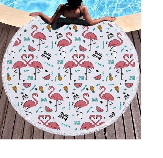 Roundie Strandlaken Flamingo Dikke badstof Heerlijk zacht