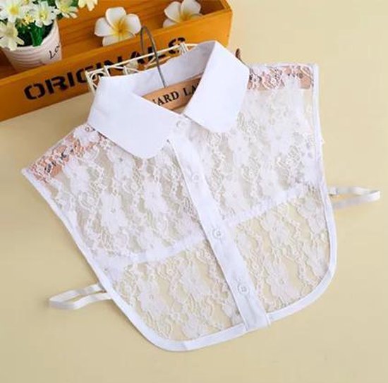 Blousekraag Dames Losse Kraag Kanten Kraagje - Wit
