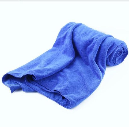 Microfibre beach towel - Handy carrying bag - Fine terry cloth - 180x90cm - Blue