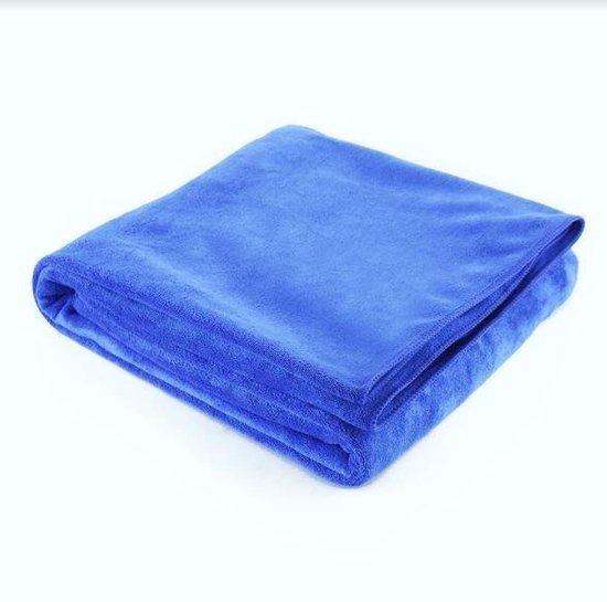 Microfibre beach towel - Handy carrying bag - Fine terry cloth - 180x90cm - Blue
