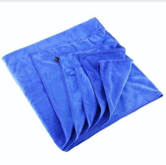 Microfibre beach towel - Handy carrying bag - Fine terry cloth - 180x90cm - Blue