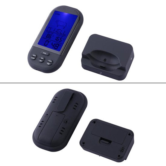 Digitale Keukenthermometer - RVS/Kunststof - Vlees/Vis Thermometer - Draadloos - Zwart