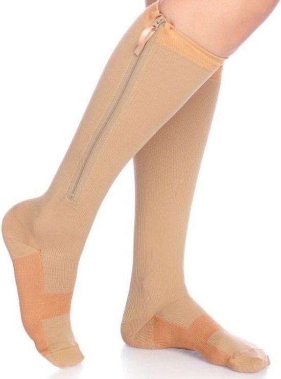 MeditorPlus Compressiekousen met Rits - 3 paar Comfortabel en Gemakkelijk Drie kleuren S/M