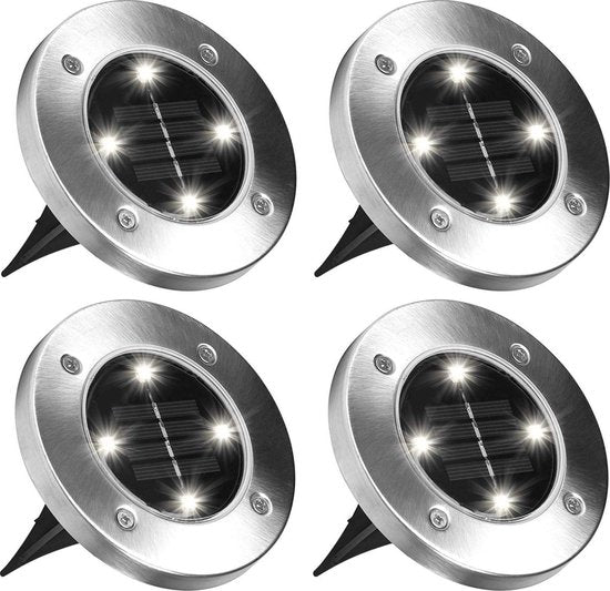 LED Solar Grondspots - 4 stuks - Zonne Energie - Tuinverlichting