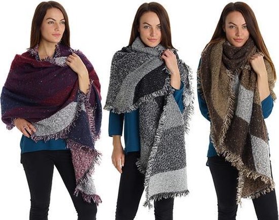 Luxe Sjaal Pashmina en Wol Paars - Wintersjaal