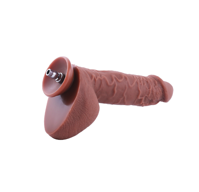 Hismith Premium - 25cm Lange Dikke Grote Dildo Bruin met Quick Air Connector TEKST