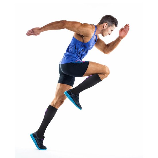 MeditorPlus Compression Socks - 2 pairs - Hybrid Sport Outdoor - Black/Blue - Size SM (35-38)