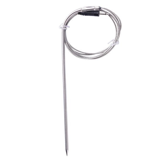 Luxury digital wireless meat / fish thermometer - Oven / core / BBQ core thermometer with display - Wireless kitchen thermometer - Stainless steel - With timer and alarm function - With handy belt clip - Black