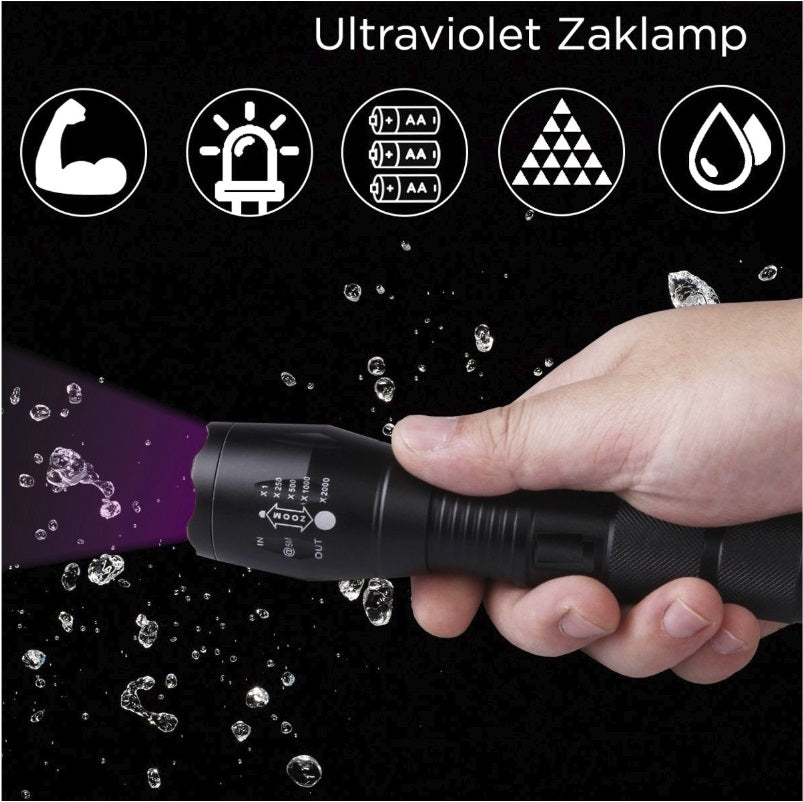 UV Zaklamp Blacklight met 2300 Lumen - Speur vlekken op, controleer uw hotelkamer op schoonheid, etc