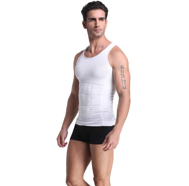 Slimming shirt - Afslank shirt - Figuur corrigerend shirt - Mannen - Wit L/XL