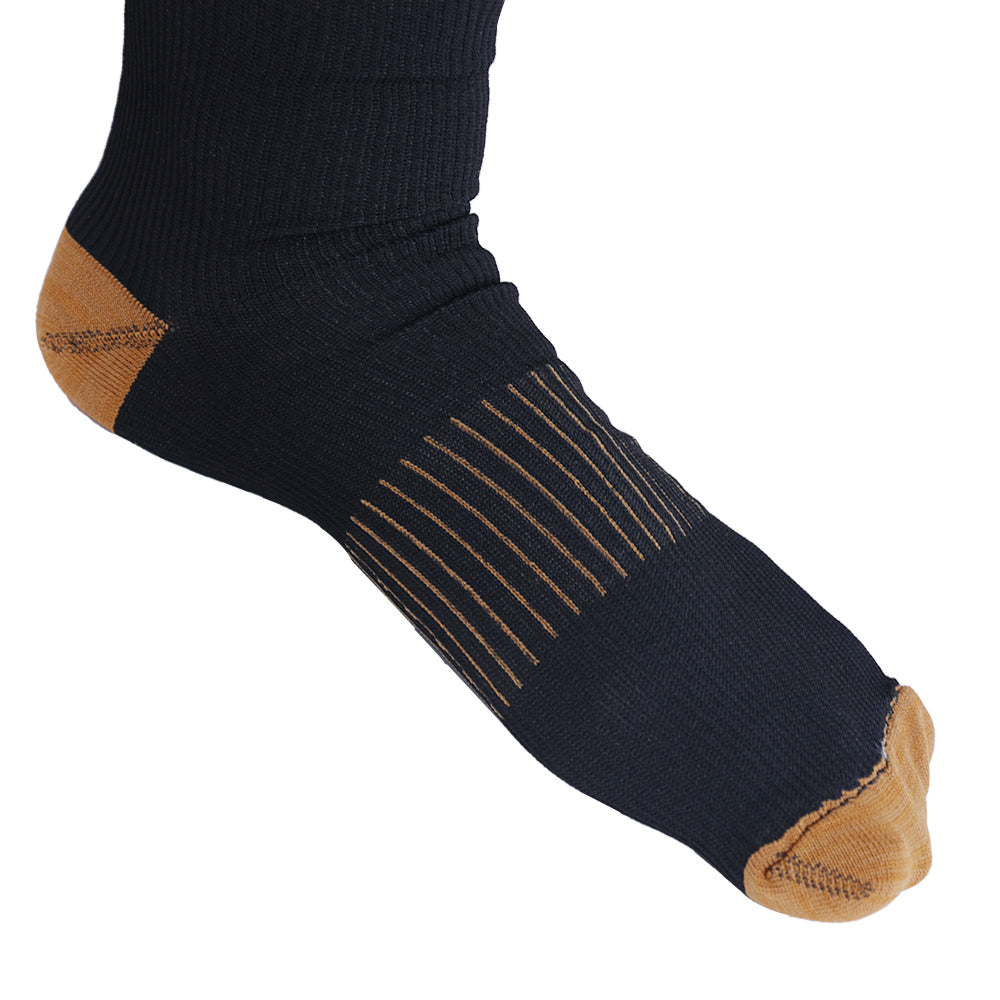 6 paar COPPER Compressiesokken Zwart met Mix Kleuren S/M