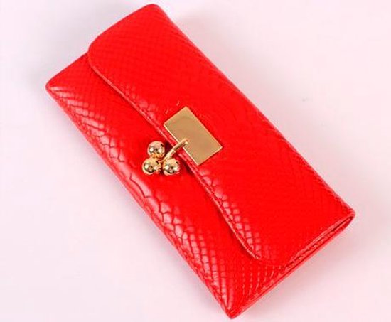 Luxe Lederen Portemonnee Dames - Rood