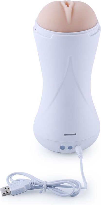 Hismith - Vagina Masturbator - With Vibration and Moaning Sounds! Realistic feeling. Easy to clean! White