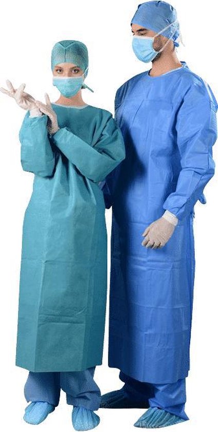Insulation apron SMS (45GSM) Aprons long sleeves OK Jackets water-repellent 80 pieces - Blue