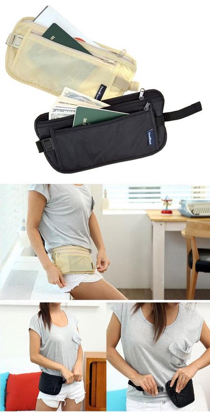 Invisible Waist Bag RFID Anti-Skim Protection 2 pieces - Black &amp; Khaki