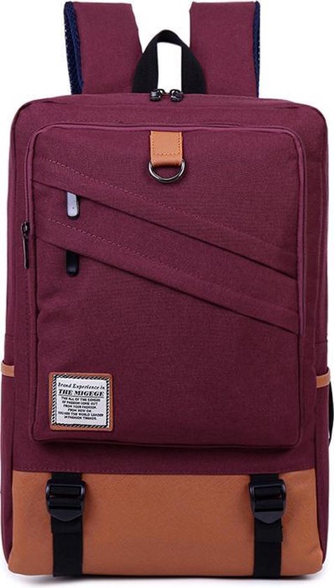 Canvas Rugzak Laptoptas Rugtas Bordeaux