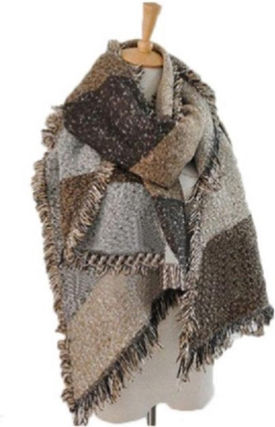 Luxury Scarf Pashmina and Wool Brown - Winter Scarf