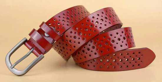 Leatherette ladies belt Holes Belt 115 cm Length Brown Oak Red Red