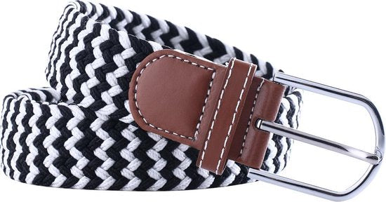 Elastic Woven Belt Braided Belt Stretchy Zebra Black/White