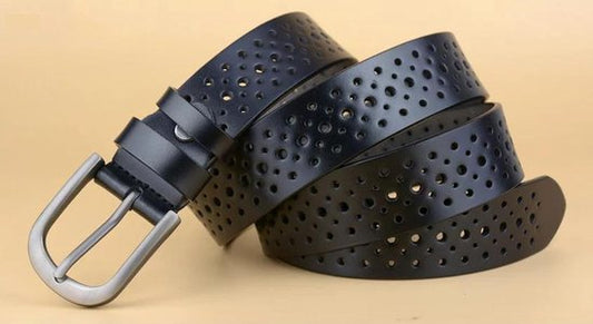 Artificial leather ladies belt Holes Belt 115 cm Length Black