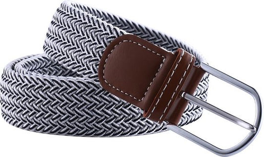 Elastic Woven Belt Braided Belt Stretchy Stripes Black/White