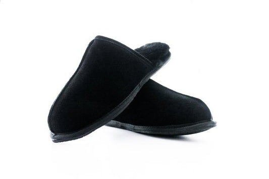 Walq Slippers Men's Warm Slippers Suede Wool - Black - Size 41 to 43