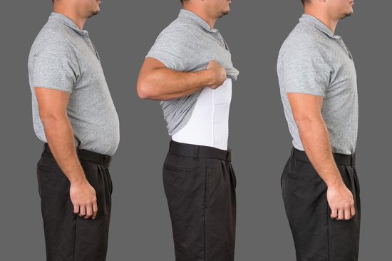 Corrigerend Hemd Mannen - Body Buik Shapewear Shirt - Figuurcorrigerend Correctie Ondershirt - Onderhemd - Wit - Large TEKST