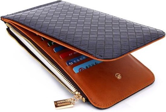 Portemonnee Dames Smartphone wallet Wafel patroon - Blauw