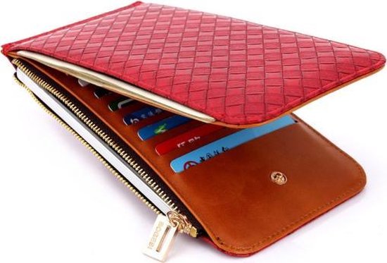 Portemonnee Dames Smartphone wallet Wafel patroon - Rood