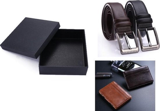 Leather Belts 125 cm Brown &amp; Black with Leather Magic Wallet D.Brown