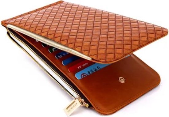 Portemonnee Dames Smartphone wallet Wafel patroon - Bruin