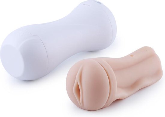 Hismith - Vagina Masturbator - With Vibration and Moaning Sounds! Realistic feeling. Easy to clean! White