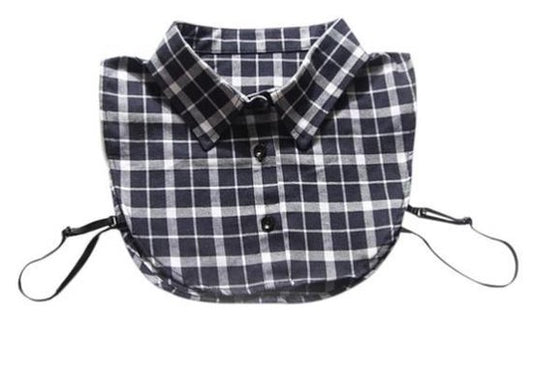 Blouse Collar Loose Collar Collar - Black/White checkered
