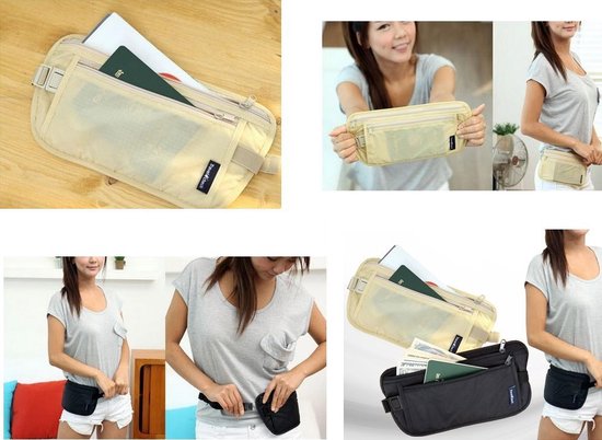 Invisible Waist Bag RFID Anti-Skim Protection 2 pieces - Black &amp; Khaki