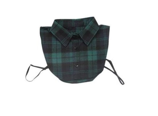 Blouse Collar Loose Collar Collar - Green checkered