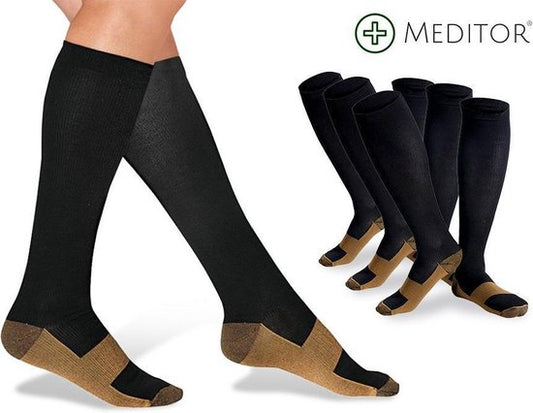 MeditorPlus Copper Therapeutic Compression Socks 3 pairs - Black - L/XL