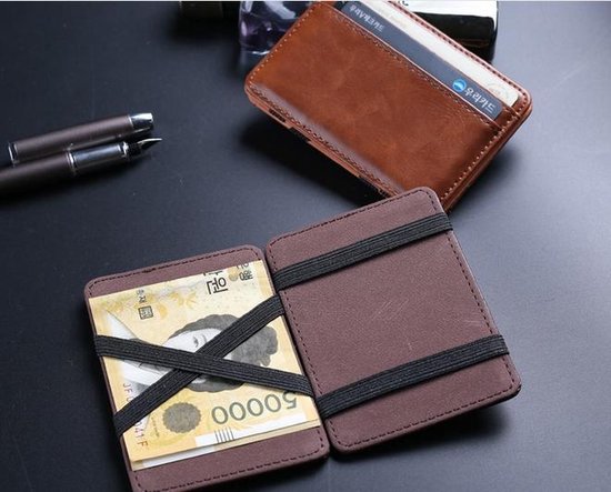 Combi-Pack Twee Riemen Bruin & Zwart Magic Wallet Pasjeshouder Portemonnee Bruin Deal 1