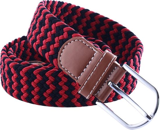 Elastische Geweven Riem Gevlochten Riem Rekbaar Stripes Rood/Zwart