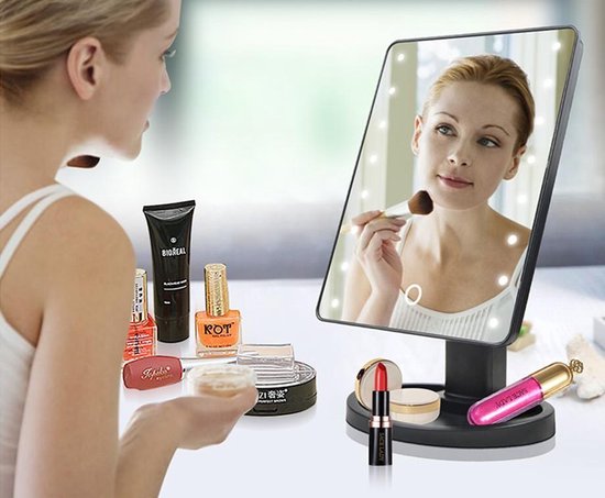 Mirror with LED lighting - Make-up mirror - Black