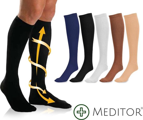 MeditorPlus Therapeutic Compression Socks 3 pair White - L/XL