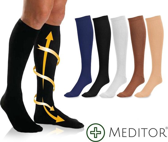 MeditorPlus Therapeutische Compressiesokken 3 paar Blauw - L/XL