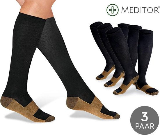 MeditorPlus Copper Therapeutic Compression Socks 3 Pair Nude S/M