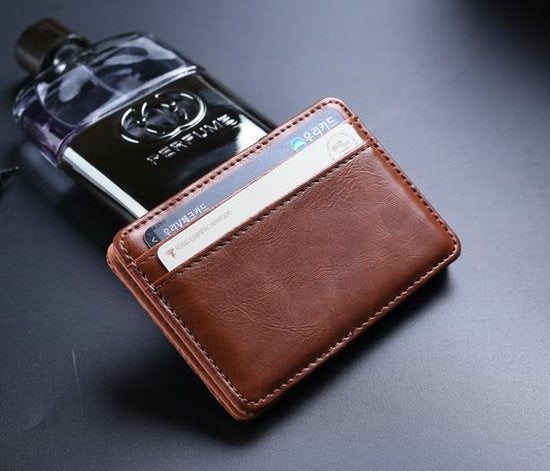 Leather Belts Brown &amp; Black with Magic Wallet Card Holder Christmas Gift